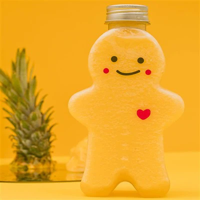 13oz PET جنجربریڈ مین دودھ کی چائے کی بوتل